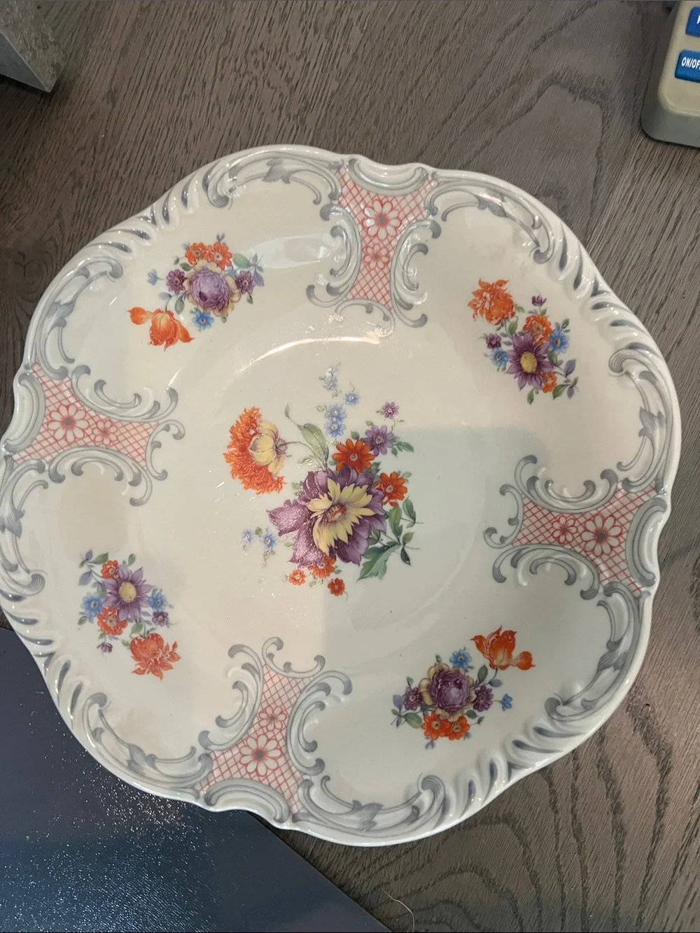 Bavaria Schumann Floral Scalloped Serving Bowl -Vintage